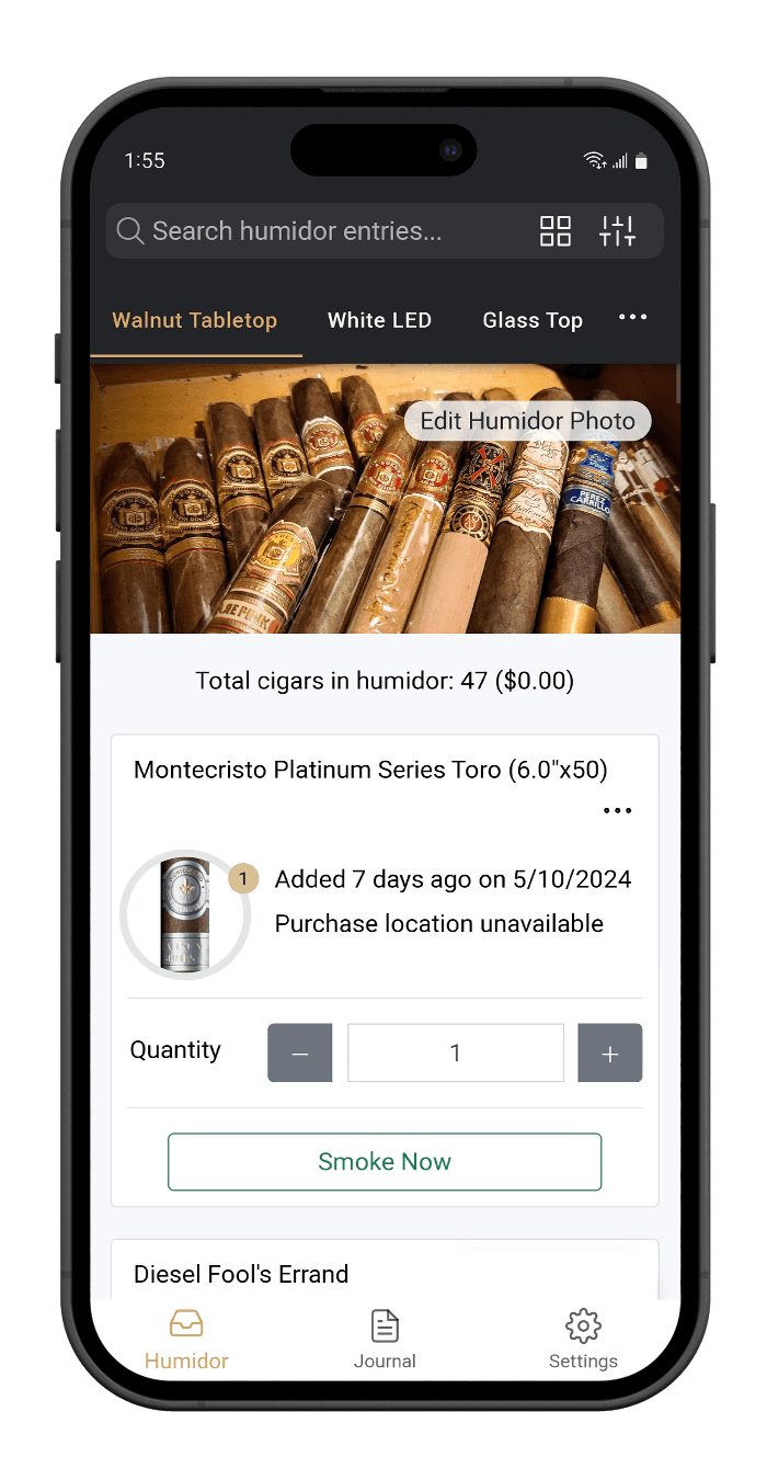 Boxpressd cigar tracking, humidor, and smoke session app